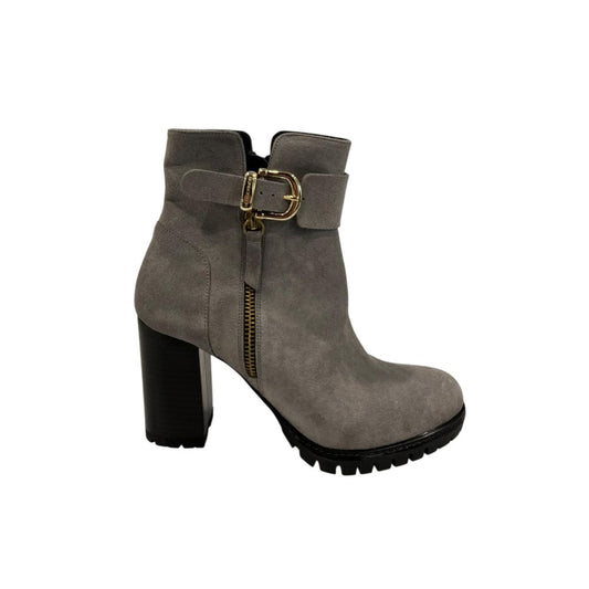 Grey Leather Women Boot