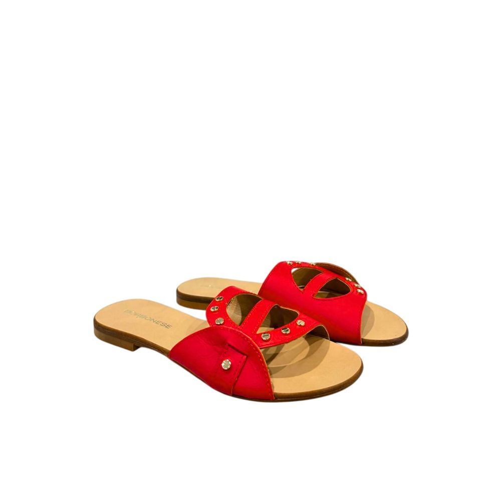 Red Leather Women Sandal