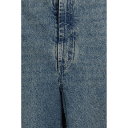 Blue Cotton High-Waisted Jean