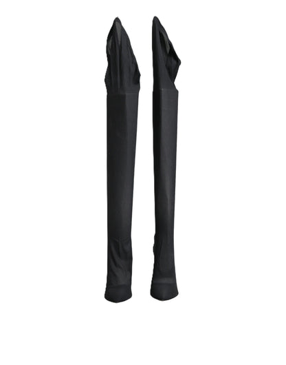 Black Stretch Socks Knee High Boots Shoes