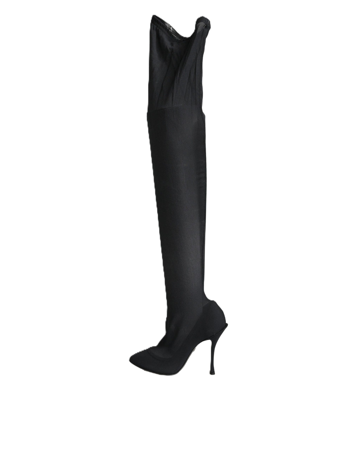 Black Stretch Socks Knee High Boots Shoes