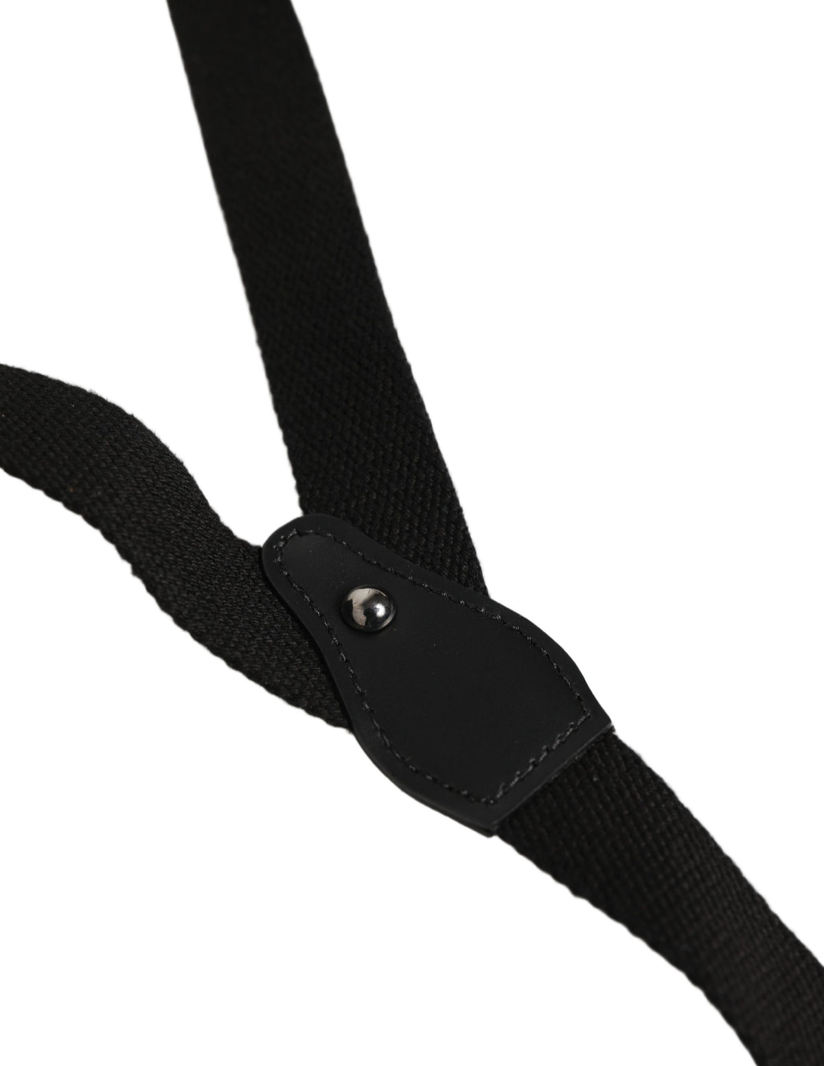 Black Cotton Leather Elastic Y-back Metal Clips Suspender