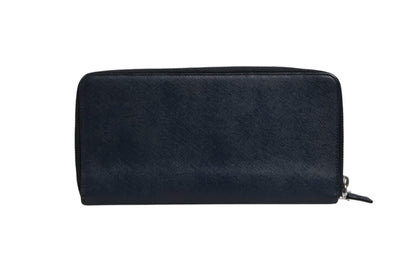 Navy Oliver Embossed Leather Zip-Around Wallet