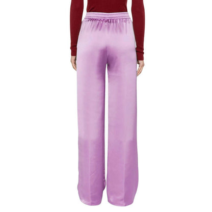 Purple Polyester Casual Pants