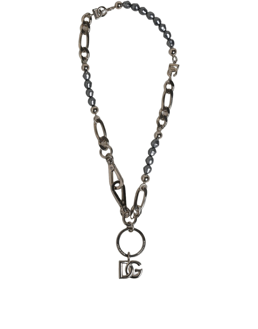 Silver Tone Chain Signature DG Logo Pendant Necklace