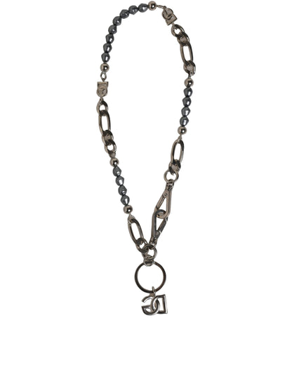 Silver Tone Chain Signature DG Logo Pendant Necklace