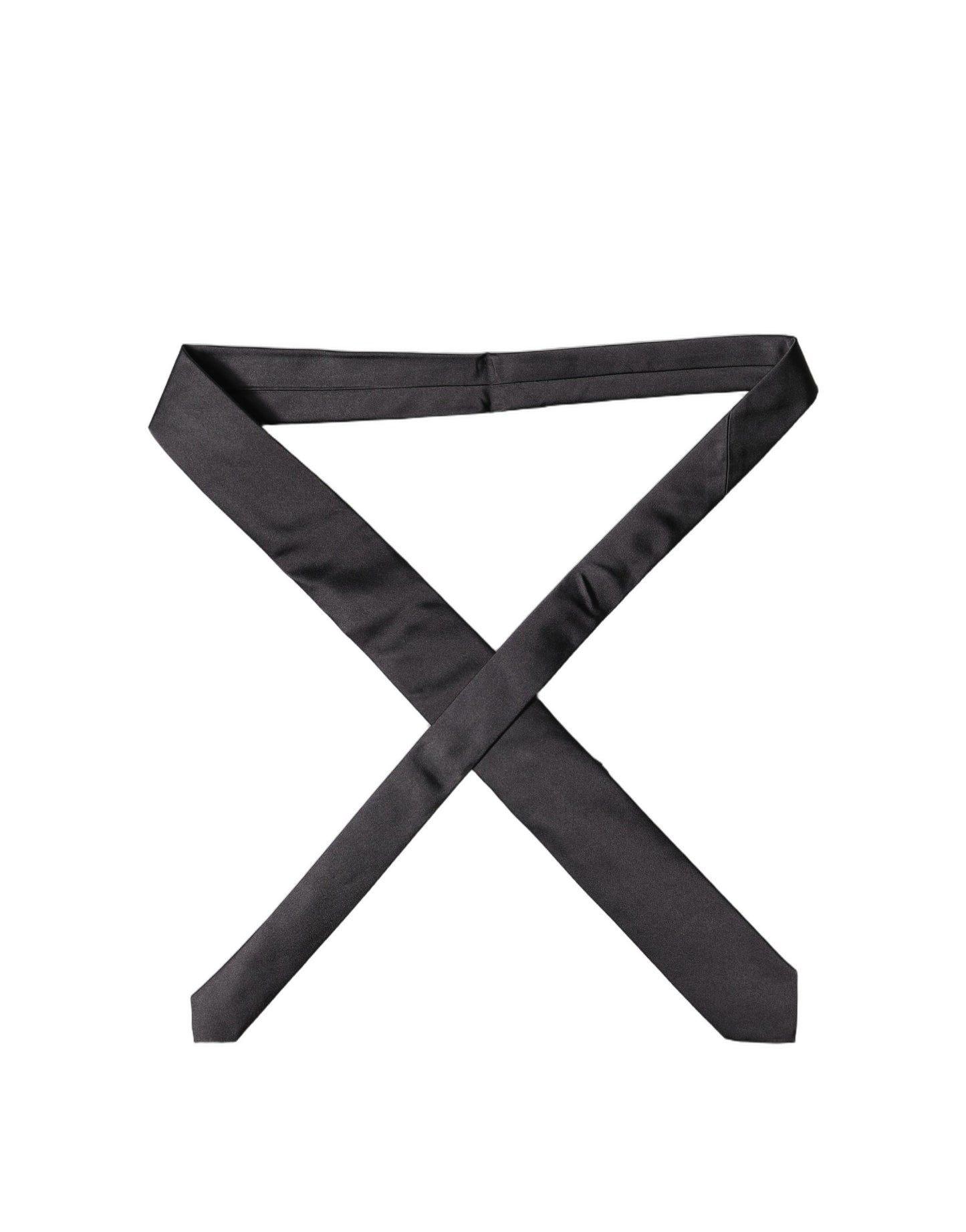 Black Solid 100% Silk Adjustable Men Tied Necktie Tie