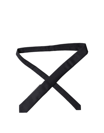 Black Solid 100% Silk Adjustable Men Tied Necktie Tie