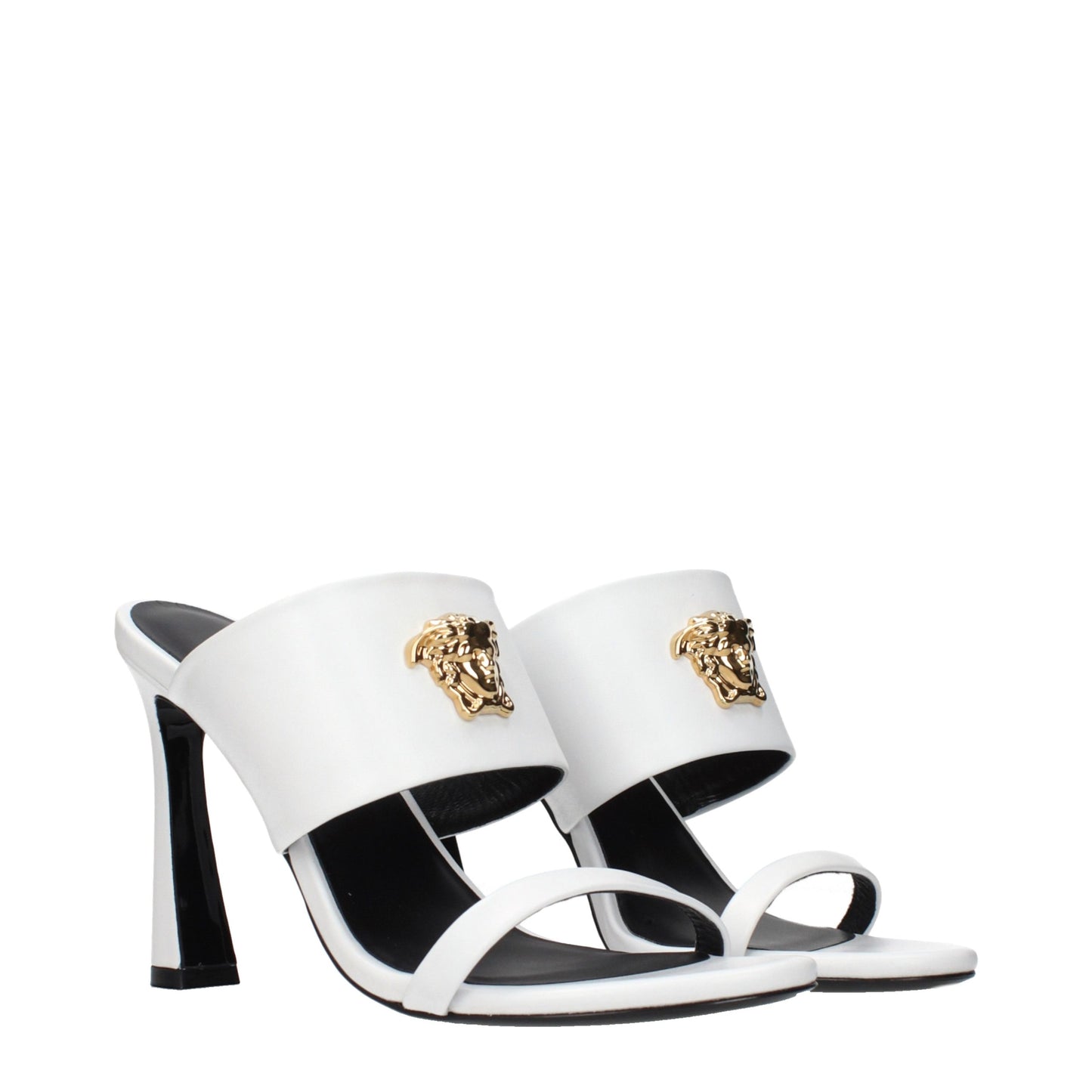 White Leather Stiletto Heel Sandals