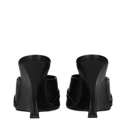 Black Leather Wedge Sandals