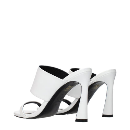 White Leather Stiletto Heel Sandals