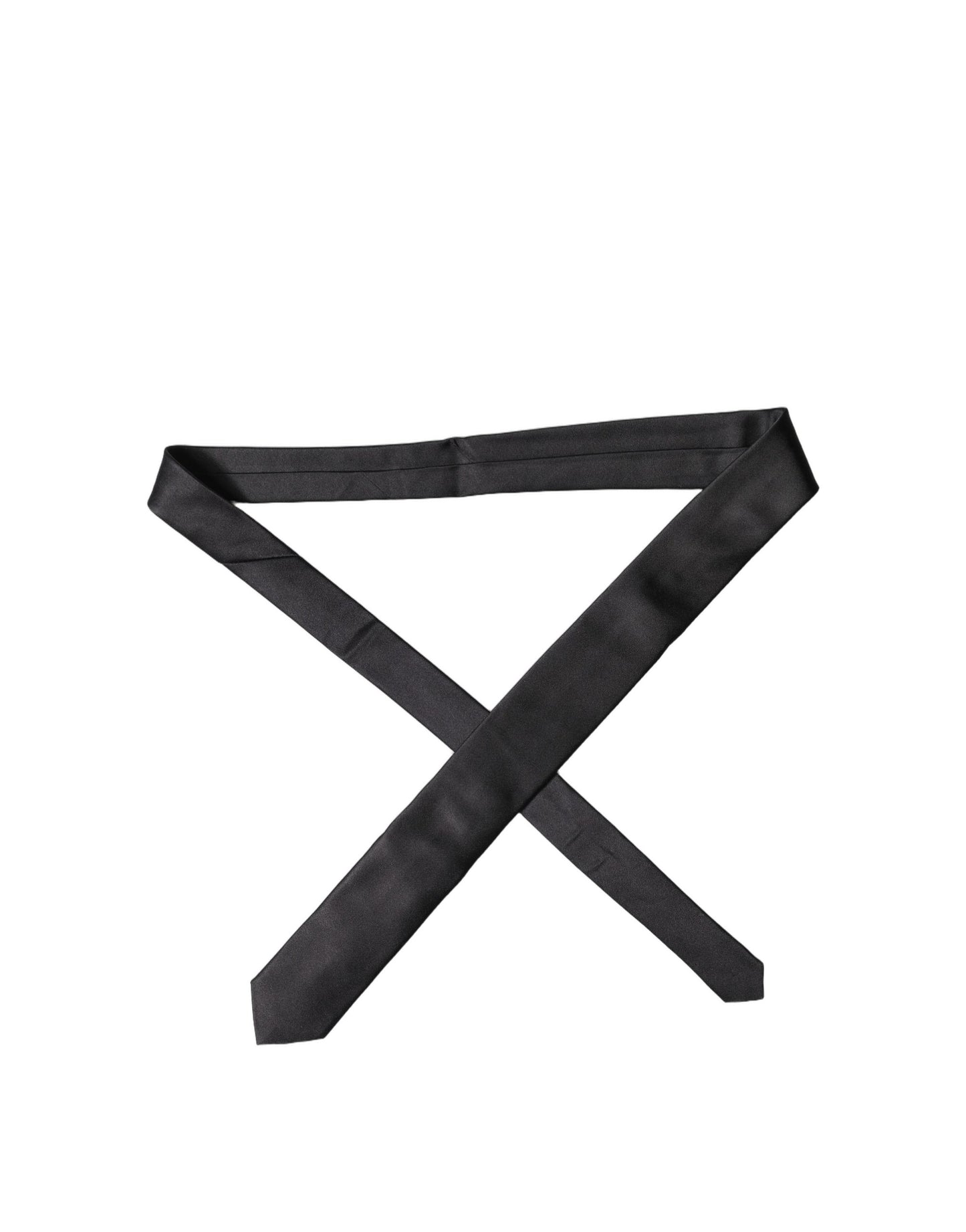Black Solid Silk Satin Wide Adjustable Men Necktie Tie
