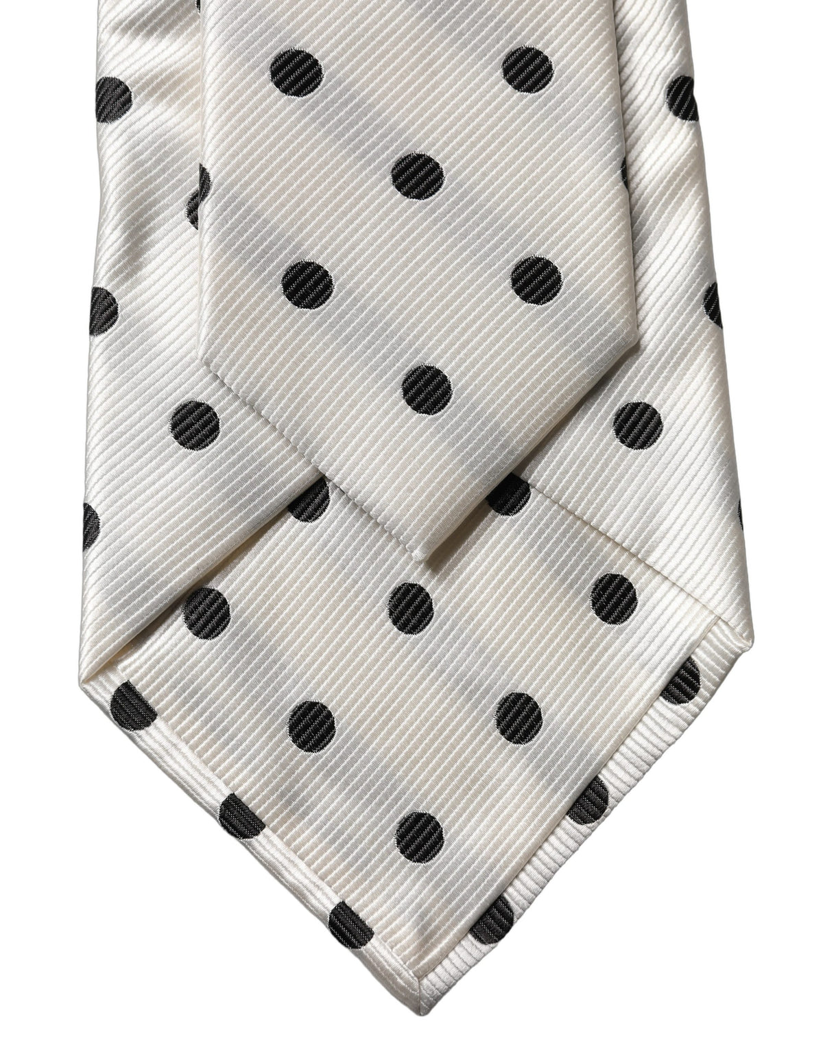 White Black Polka Dot Silk Adjustable Women Necktie Tie