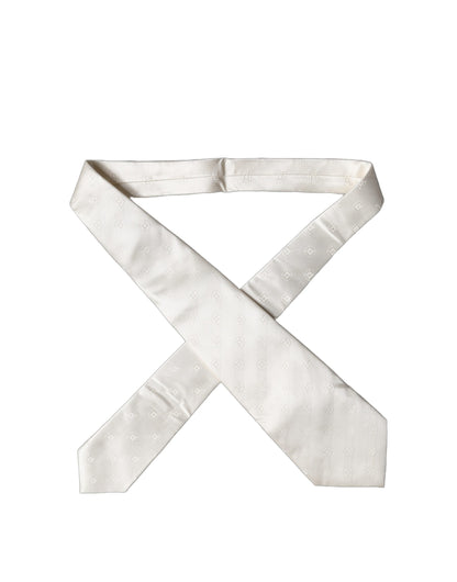 Off White Geometric Silk Adjustable Women Necktie Tie