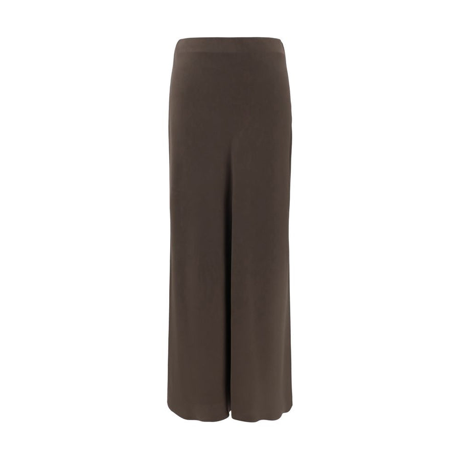 Brown Acetate Midi Skirt