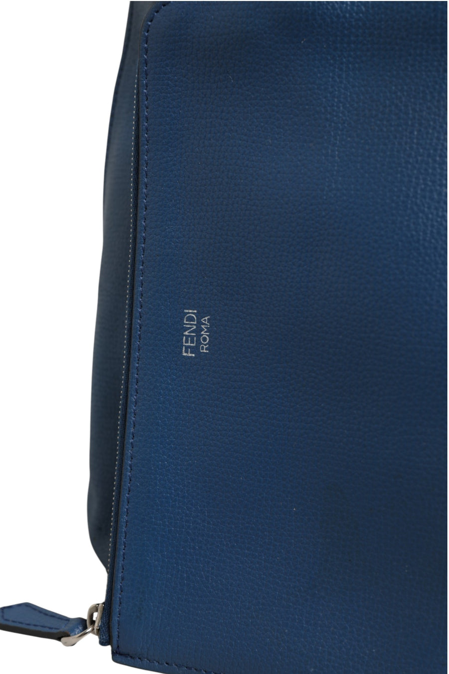 Leather Navy Blue Shopping Tote
