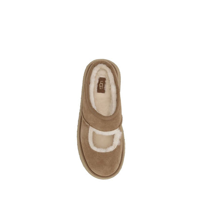 Beige Leather Flats
