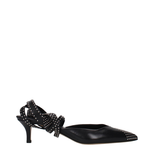 Black Leather High Heel Pumps