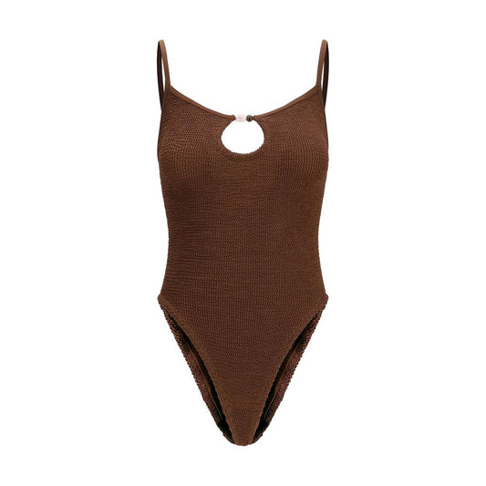 Brown Polyamide One-Piece Swimsuit