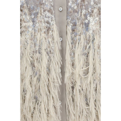 Beige Silk Shortsleeve Shirt