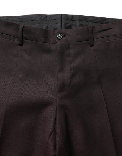 Brown Straight Leg Dress Silk Trousers Pants