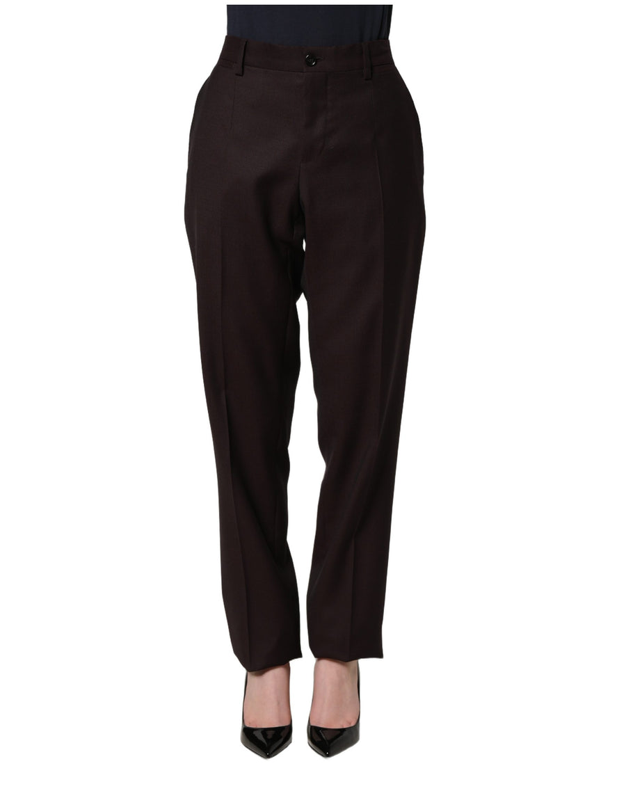 Brown Straight Leg Dress Silk Trousers Pants