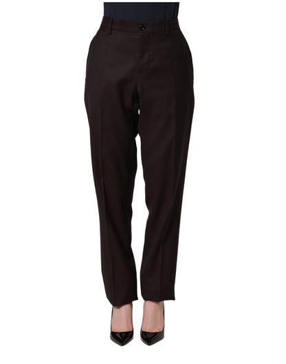 Brown Straight Leg Dress Silk Trousers Pants