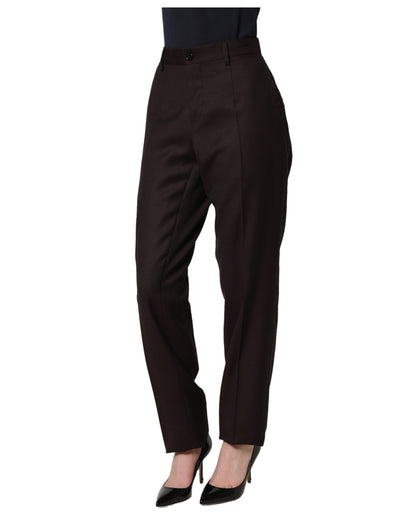 Brown Straight Leg Dress Silk Trousers Pants