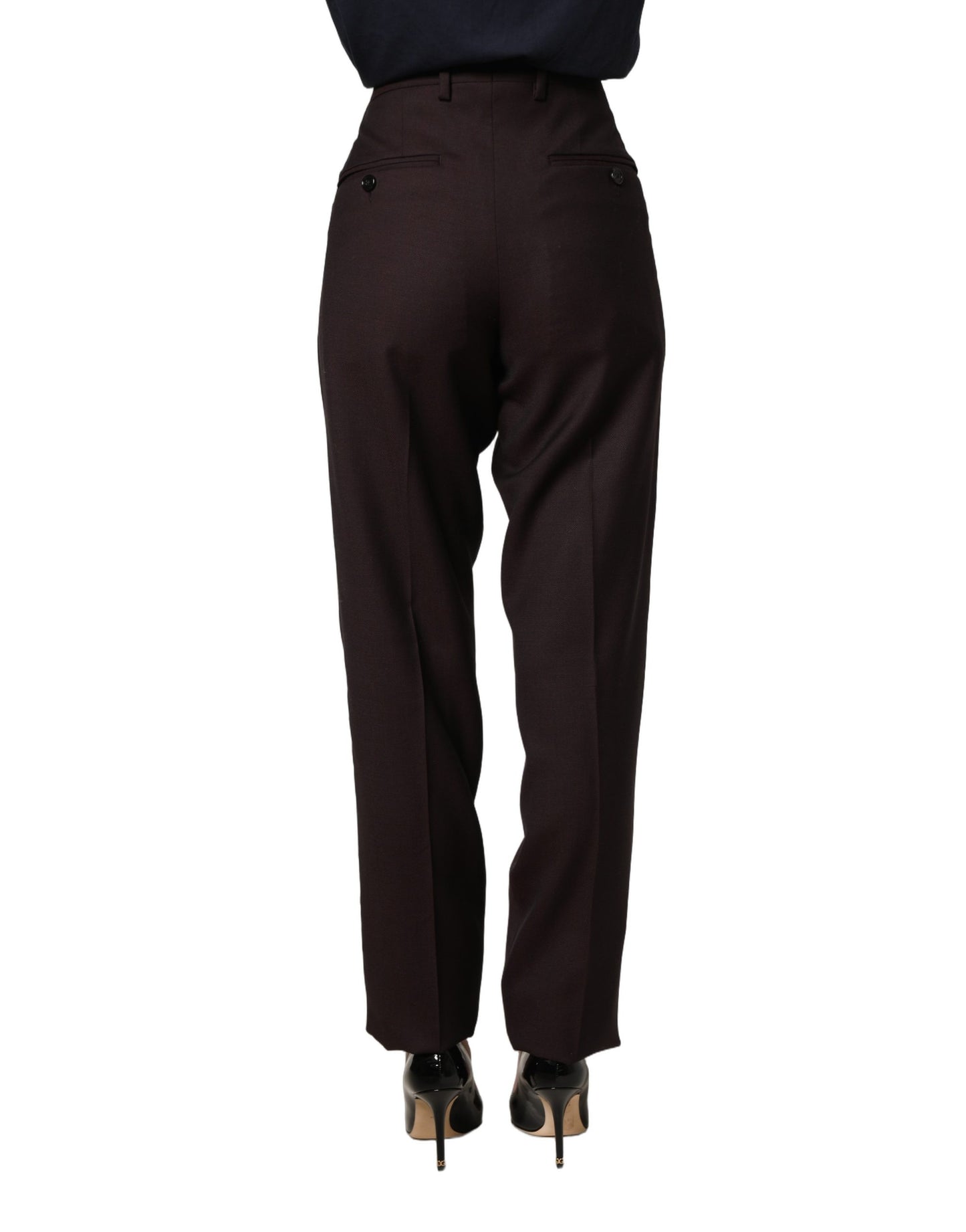 Brown Straight Leg Dress Silk Trousers Pants