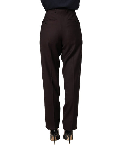 Brown Straight Leg Dress Silk Trousers Pants