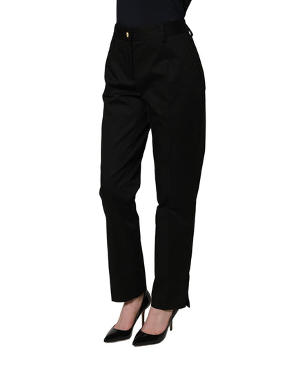 Black Tapered Leg Dress Cotton Trousers Pants