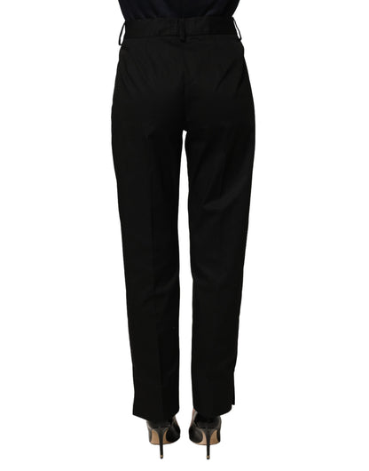 Black Tapered Leg Dress Cotton Trousers Pants