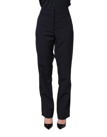 Dark Blue High Waist Straight Dress Formal Trouser Pants