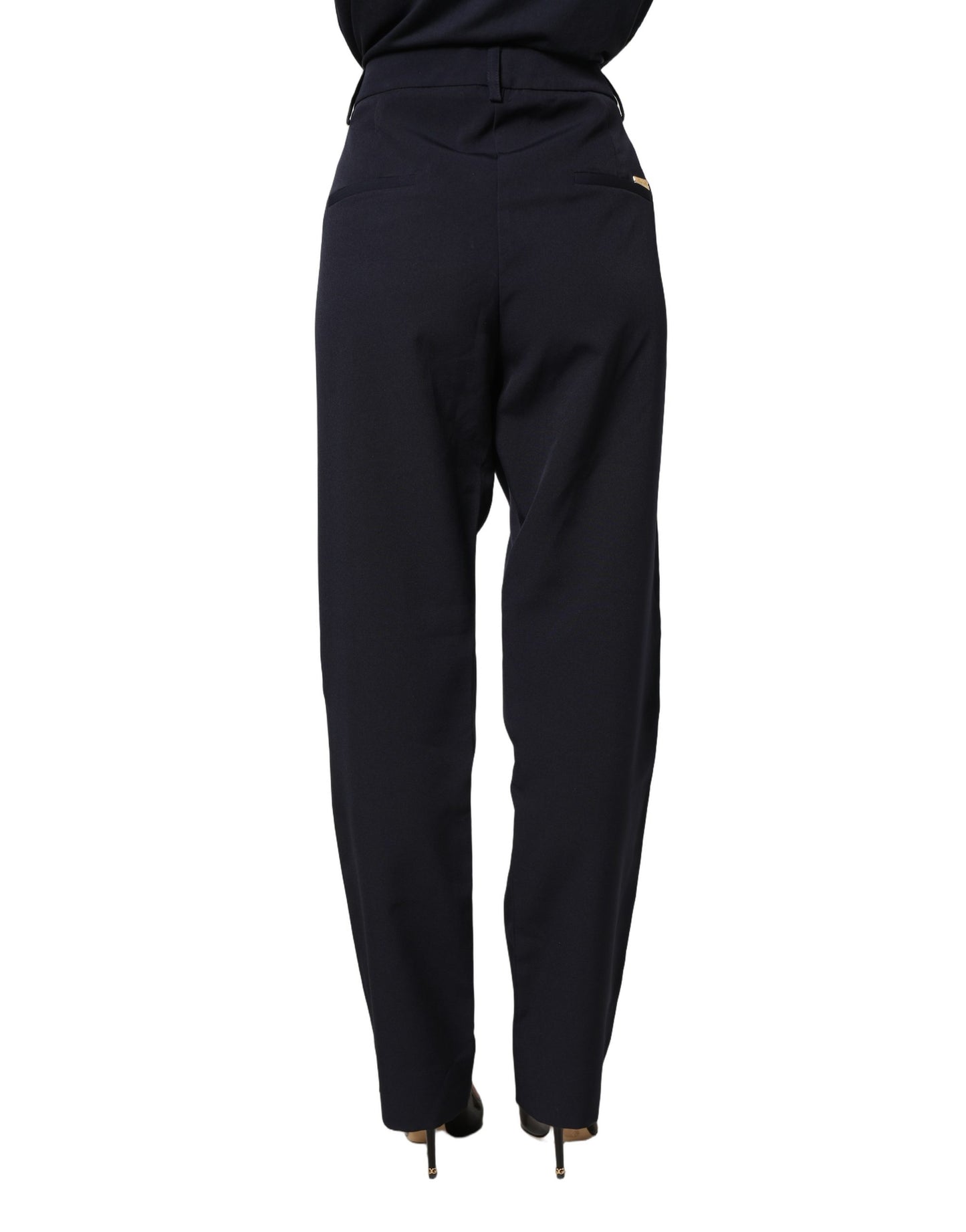 Dark Blue High Waist Straight Dress Formal Trouser Pants