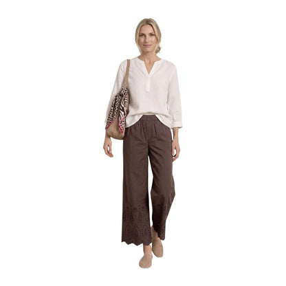 Brown Cotton Casual Pants
