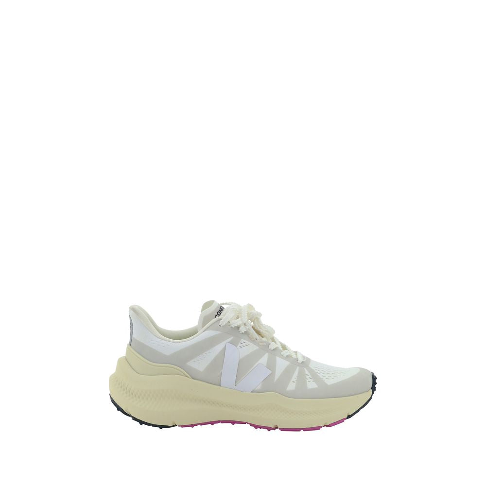 White Polyester Athletic Sneakers