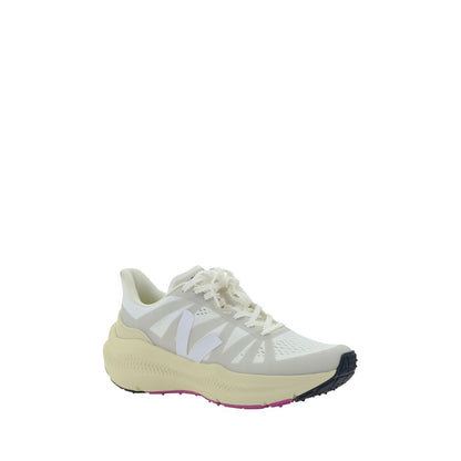 White Polyester Athletic Sneakers