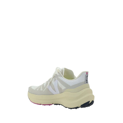 White Polyester Athletic Sneakers
