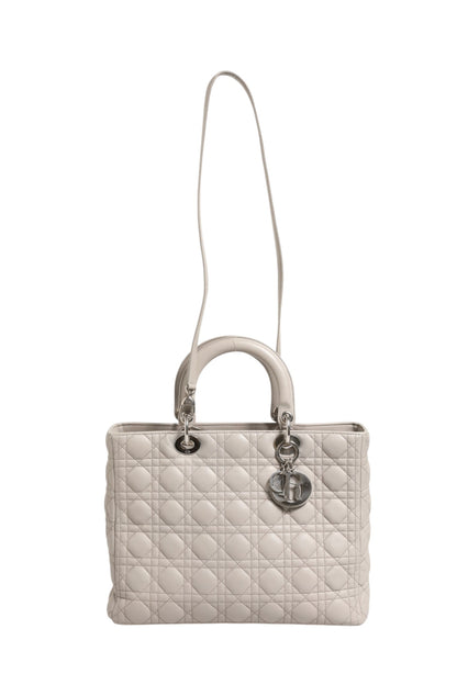 Lady Dior Large Grey Cannage Lambskin Bag