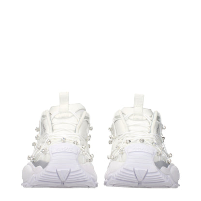 White Fabric Sneakers