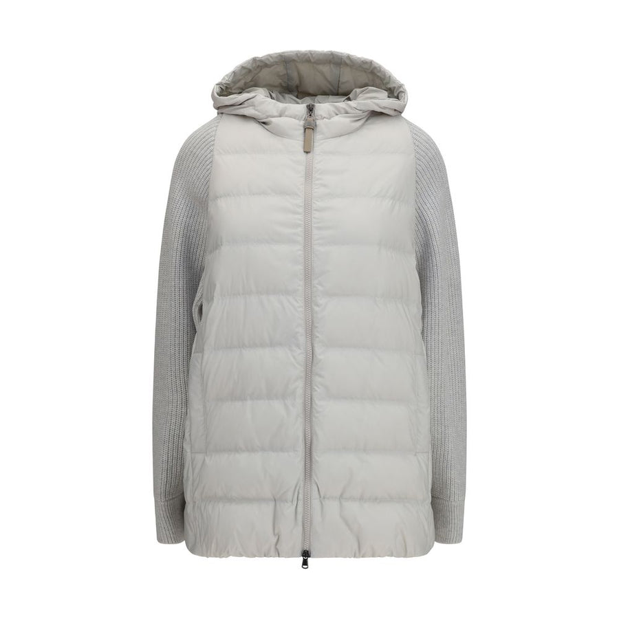 Gray Polyester Full-Length Jacket