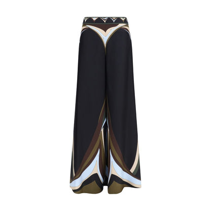 Black Silk Flared Pants