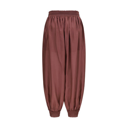 Bordeaux Silk Casual Pants