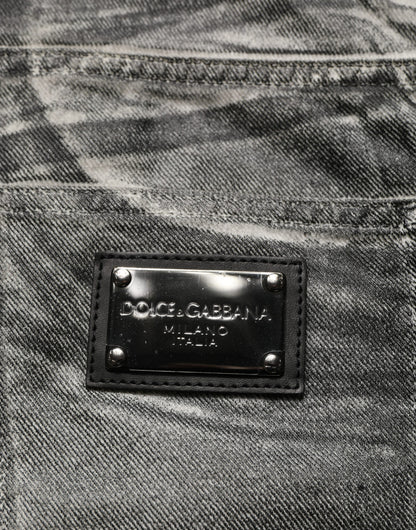 Grey Washed Mid Waist Straight Denim Jeans