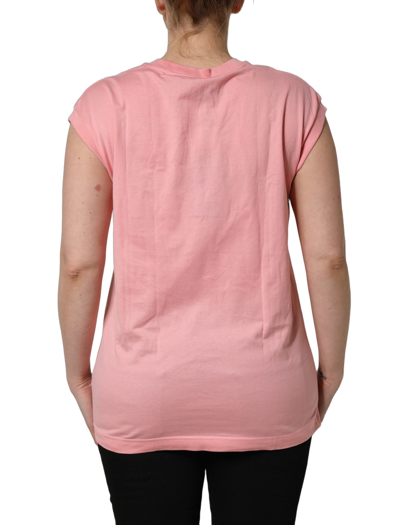 Pink Cotton DG Logo Round Neck Tank T-shirt