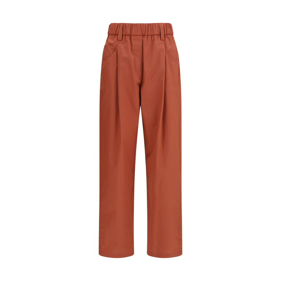 Orange Cotton Casual Pants