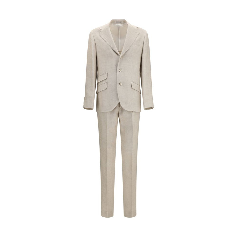 Beige Silk Two-Piece Suit