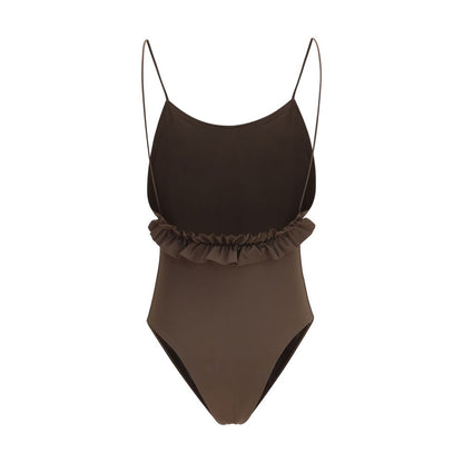 Brown Polyamide One-Piece Swimsuit