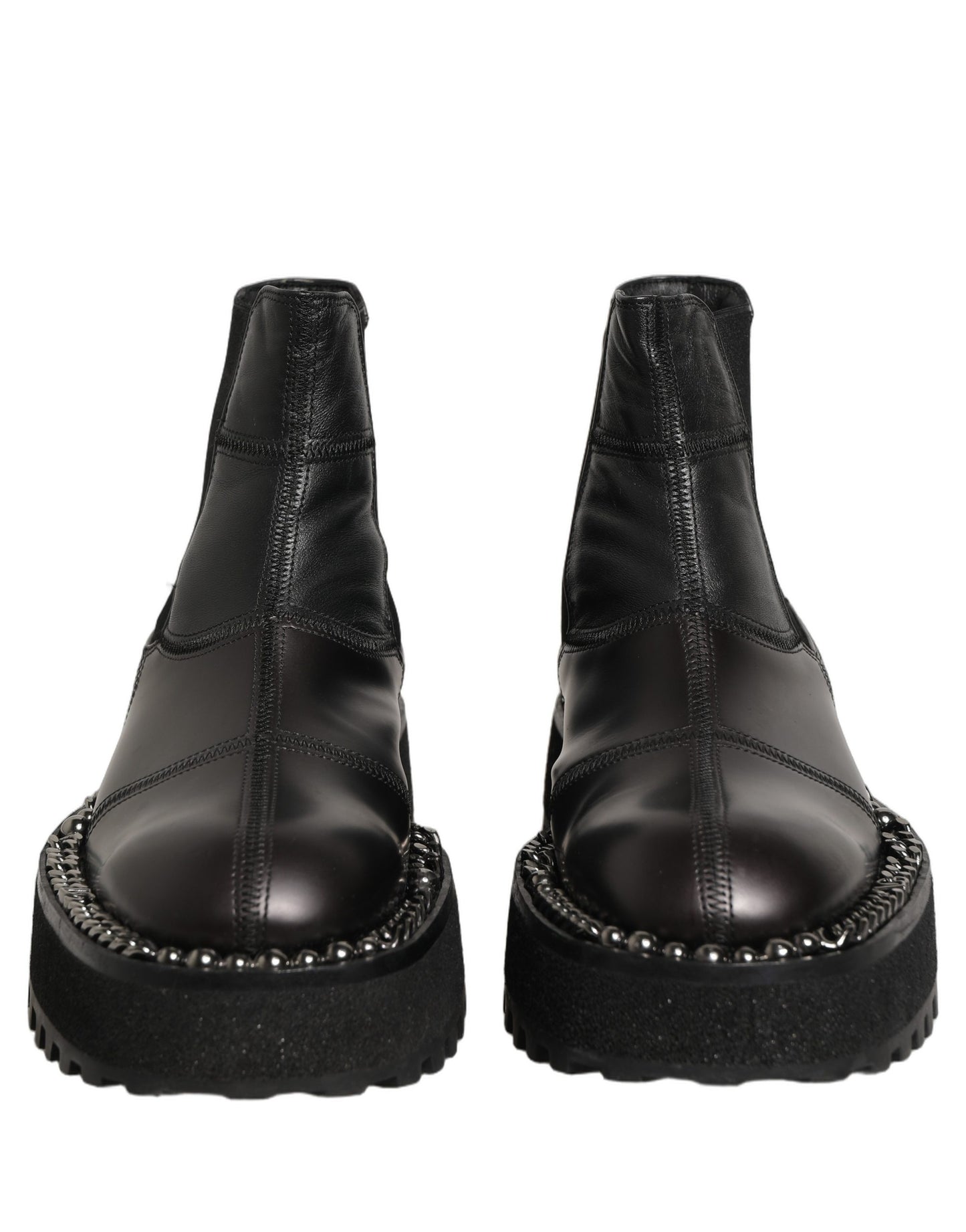 Black Leather Slip On Chelsea Boots Shoes