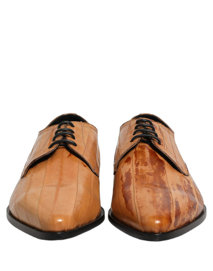 Brown Leather Lace Up Men Derby Dress Shoes
